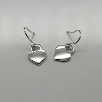 Personalised Sterling Silver Heart Drop Earrings, 4 of 7