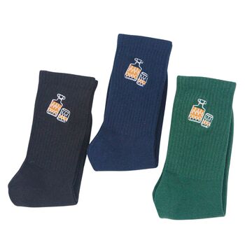 Men's Whisky Embroidered Cotton Socks Three Pack, 2 of 5