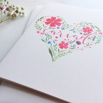 'Cariad' Floral Heart Welsh Greeting Card, 2 of 3