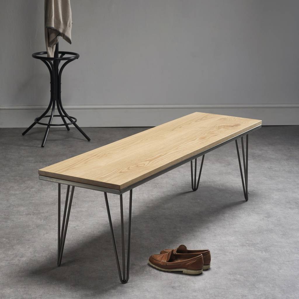 Solid Oak Bench With Industrial Steel Legs By Wicked