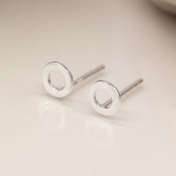 Sterling Silver Karma Circle Stud Earrings, 4 of 8