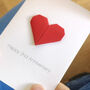 Personalised 2nd Cotton Anniversary Origami Heart Card, thumbnail 3 of 4