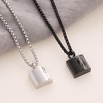 Men's Square Memorial Necklace, 4 of 5