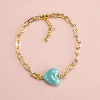 Glazed Heart Chunky Chain Bracelet, 2 of 6