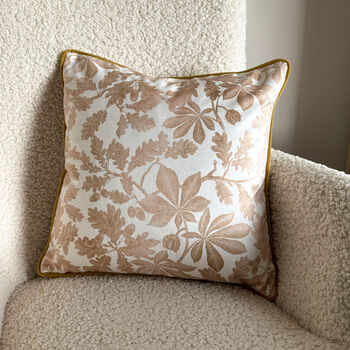 Luxury Velvet Cushion Autumn Cream And Gold With Optional Piping, 2 of 6