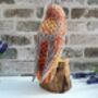 Large 30cm Hand Carved Painted Intricate Wooden Barn Owl Figurine For Bird Lovers, thumbnail 7 of 10