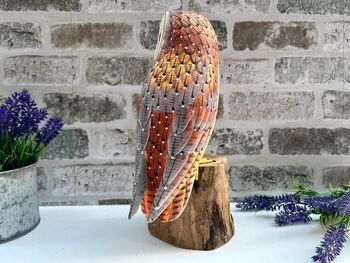 Large 30cm Hand Carved Painted Intricate Wooden Barn Owl Figurine For Bird Lovers, 7 of 10