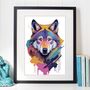 Painterly Wolf Portrait Illustration Art Print, thumbnail 2 of 4