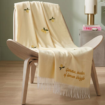 Personalised Lemon Fruits Lightweight Embroidered Throw, 4 of 6