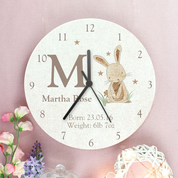 Personalised Giraffe Or Rabbit Design Wooden Clock, 3 of 5