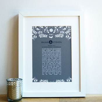 personalised wedding vow or poem art by ant design gifts 