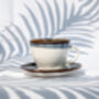 Navy Set Of Six Handmade Porcelain Tea Cup With Saucer, thumbnail 3 of 11