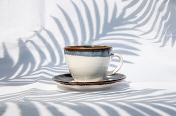 Navy Set Of Six Handmade Porcelain Tea Cup With Saucer, 3 of 11