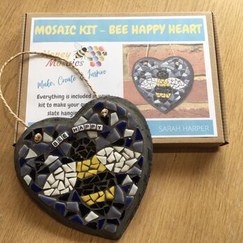 Bee Happy Slate Heart Mosaic Craft Kit, 4 of 6