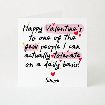 Funny Personalised Valentine’s Card One Of The Few People I Can Actually Tolerate, 2 of 5