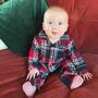 Personalised Name Baby's 1st Christmas Tartan Pyjamas, thumbnail 1 of 3