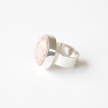 Rhodochrosite Pink Gemstone Ring Set In Sterling Silver, 6 of 8