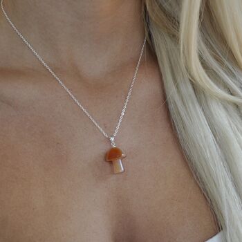 Rose Quartz Crystal Mushroom Pendant Necklace For Love, 5 of 6