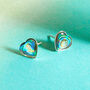 Abalone Shell And Silver Heart Earring Studs, thumbnail 3 of 6