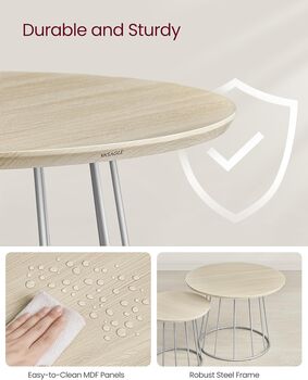 Set Of Two Modern Round Coffee Tables Steel Frame, 7 of 8