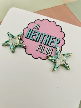 Twinkle Tide Small Starfish Glitter Resin Earrings, 6 of 7