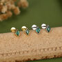 Sterling Silver Emerald Green Cz Rhombus 16 G Flat Back Labret Earrings, thumbnail 3 of 11