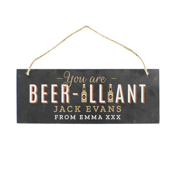 Personalised Beer Illiant Hanging Slate Plaque, 2 of 3