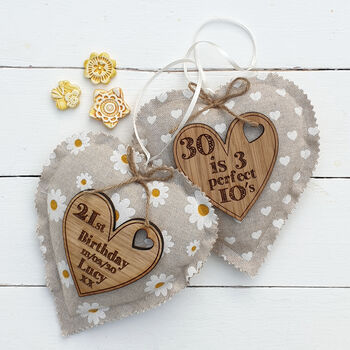 16th 18th Birthday Fabric Heart With Oak Message, 2 of 4