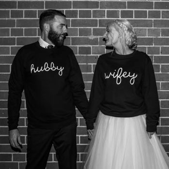 Wifey Hubby Couples Sweatshirt Jumper, 2 of 12
