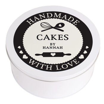 Personalised Handmade With Love Round Cake Storage Tin, 5 of 5