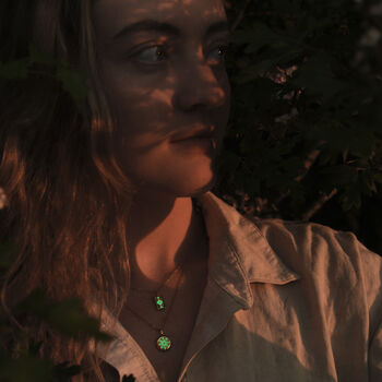 Turquoise Gaia Mint Green Glowing Pendant Necklace With Uv Keyring Torch, 4 of 9