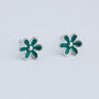 Sterling Silver Dainty Blue Flower Stud Earrings, thumbnail 3 of 5