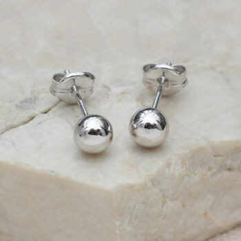 9ct White Gold Ball Stud Earrings, 4 of 7