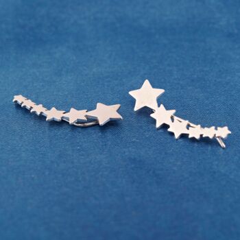 Silver Star Climber Earrings, Star Hanging Earrings, 4 of 7