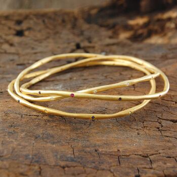 Topaz November Birthstone Gold Plated Silver Stacking Bangle, 4 of 9