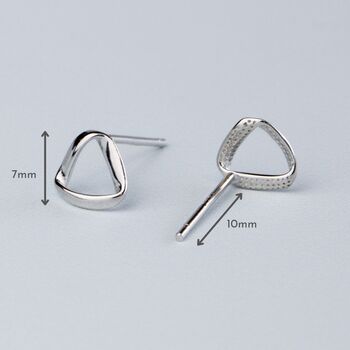 Sterling Silver Twisted Triangle Stud Earrings, 3 of 6