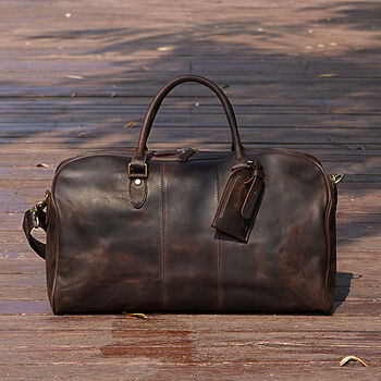 Leather Holdall Weekend Bag, 3 of 12