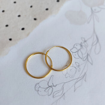 Classic Hoop Earrings Gold Plated Sterling Silver, 2 of 4