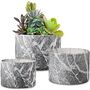 Set Of Three Cylinder Grey Marble Ceramic Plants Pot, thumbnail 7 of 7