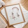 Dancing Bunny Nursery Art – Neutral Boho Wall Print Set, thumbnail 4 of 5