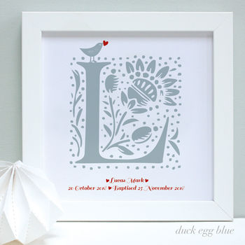 Personalised New Baby Initial Framed Print, 3 of 6