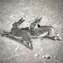 Wild Hare Cufflinks Antiqued Pewter, thumbnail 2 of 5