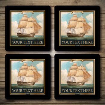 Personalised Bar Runner And Coasters Hms Victory, 2 of 8