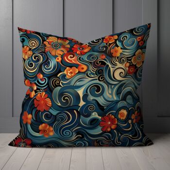 Floral Whirls Hand Made Poly Linen Cushions, 6 of 10