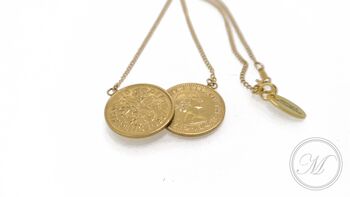 Queen Elizabeth Sixpence Double Necklace Gold Plated, 11 of 12