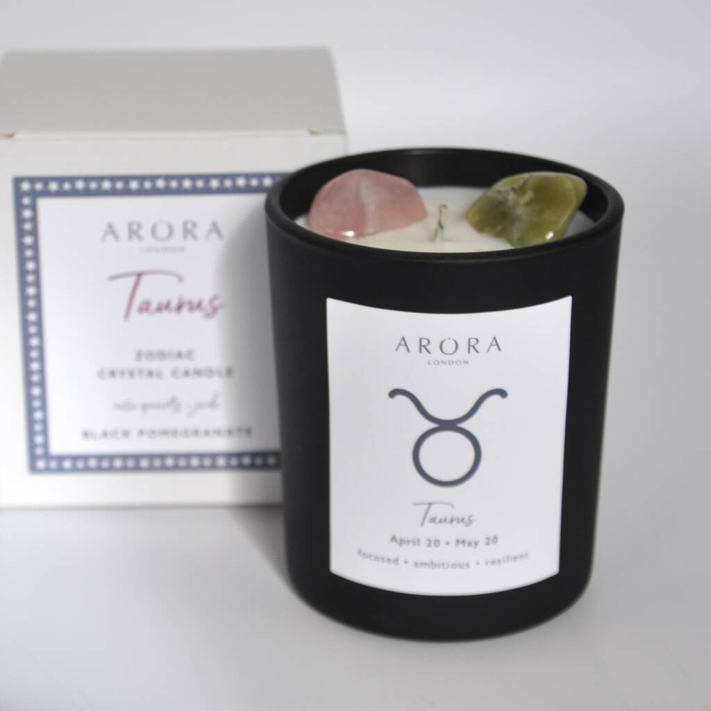 Taurus Zodiac Crystal Candle Gift By Arora London