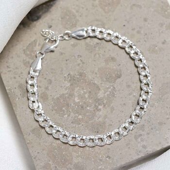 Sterling Silver Hammered Cuban Bracelet, 5 of 7