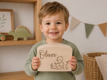 Classical Personalised Wooden Money Box For Boys, 4 of 5