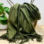 Super Soft Plain Pashmina Style Scarf In Army Green, thumbnail 1 of 3