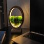 Round Wood Table Lamp With Preserved Moss, thumbnail 1 of 12